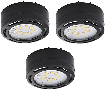 Amax Black LED Under Cabinet Puck Light Set