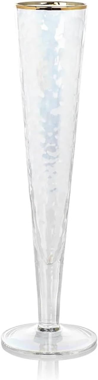 Clear Luster Glass Champagne Flutes with Gold Rim, Set of 4