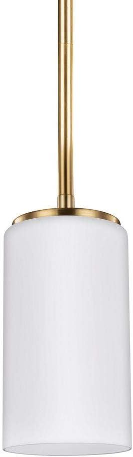 Alturas Mini-Pendant in Satin Brass with Etched Glass Shade