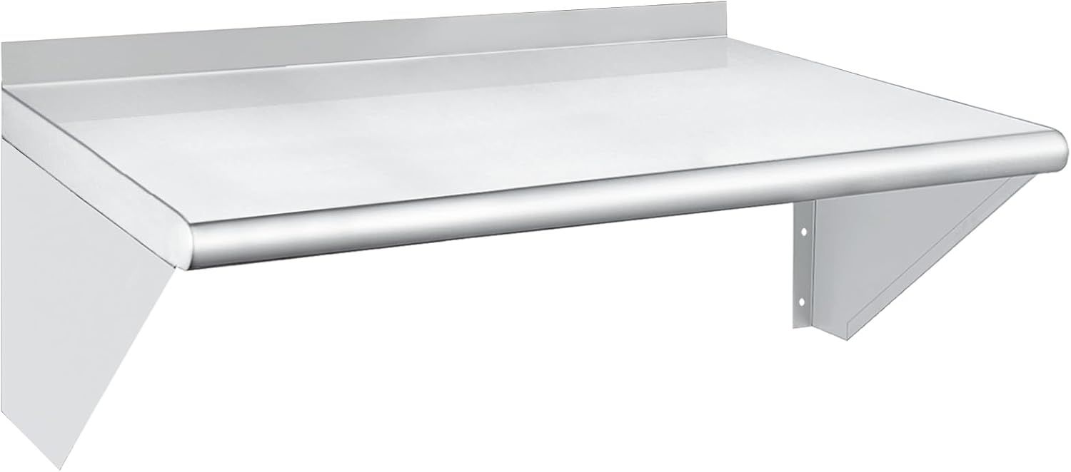 HARDURA 18" x 24" Stainless Steel Wall Shelf with Backsplash