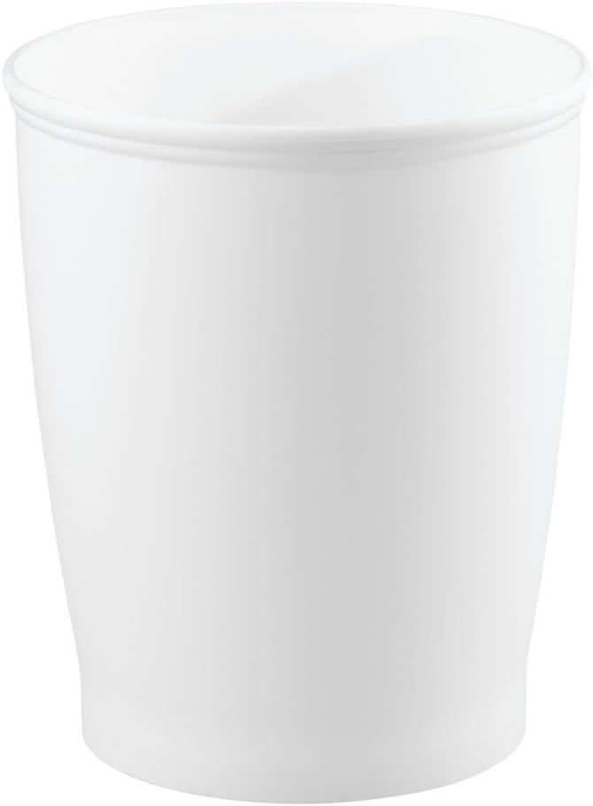 White Plastic Round Trash Can for Bathroom or Office