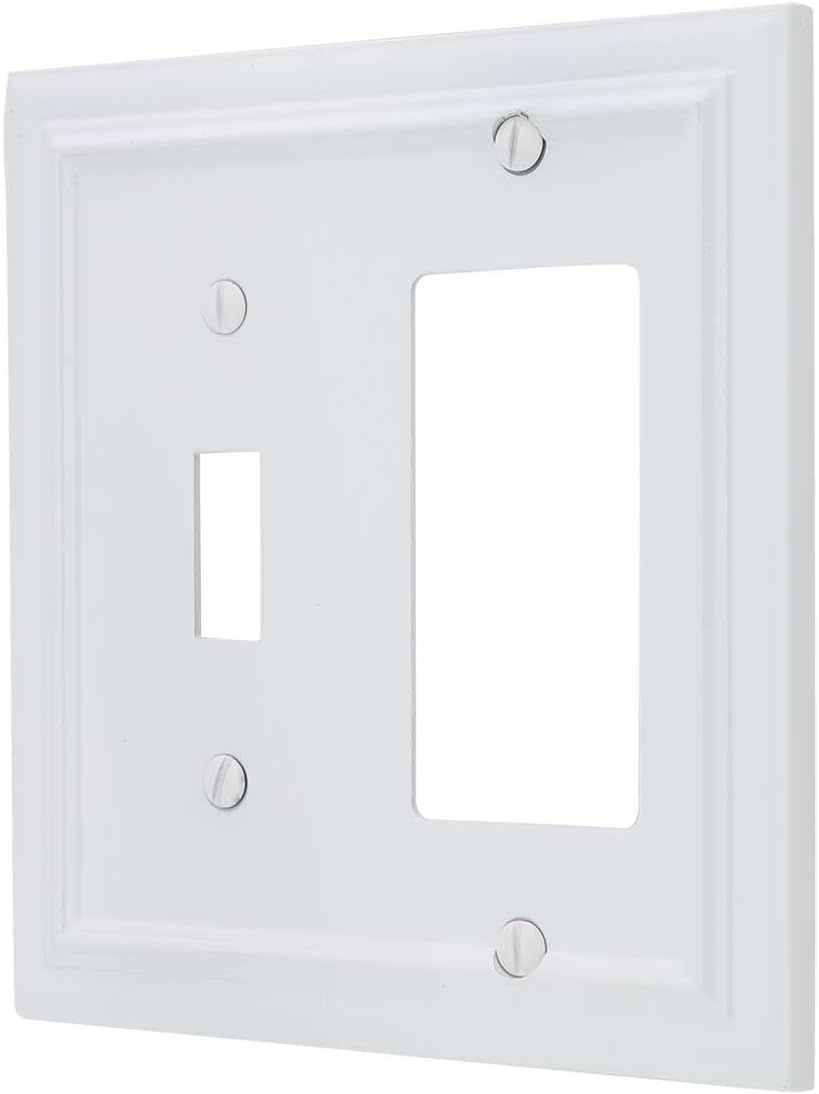 White 2-Gang Metal Wall Plate with Toggle and Rocker