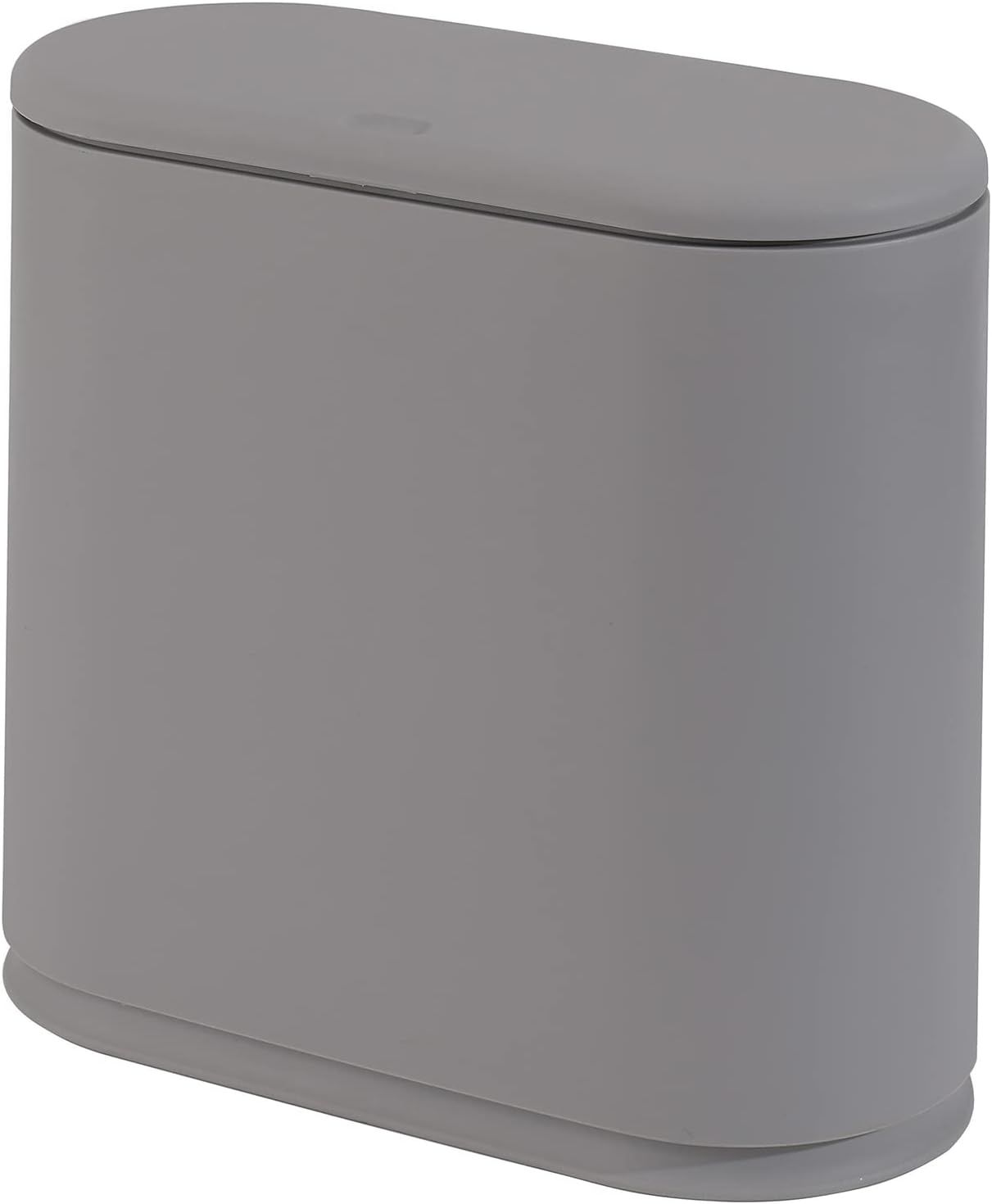 Gray Plastic Rectangular Bathroom Trash Can with Swing Lid