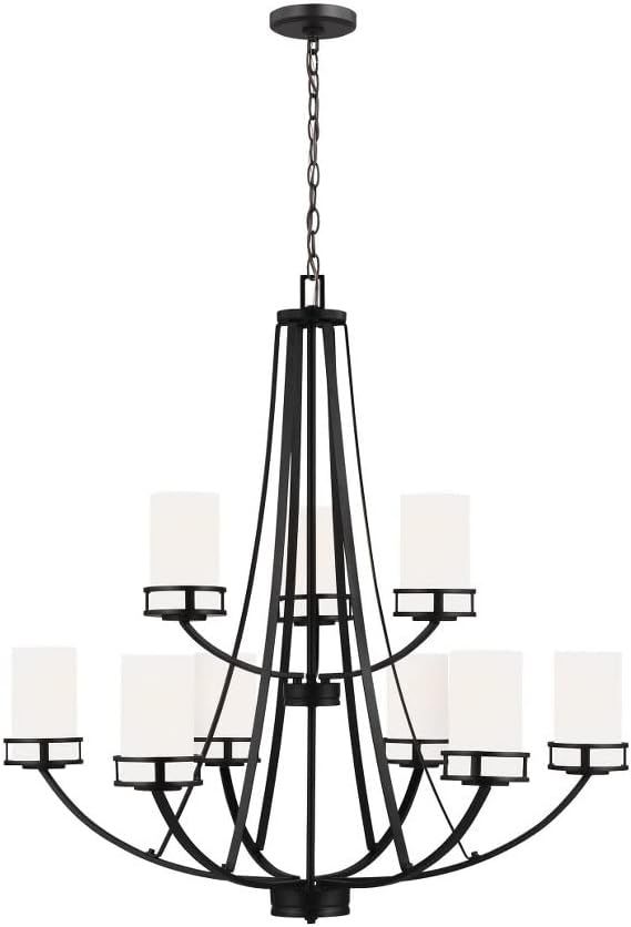 Robie Midnight Black 9-Light Etched Glass Chandelier