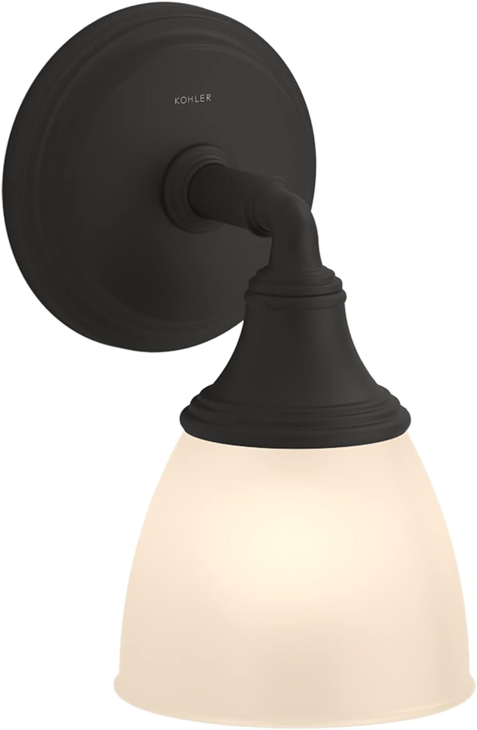 Devonshire Matte Black 6'' Frosted-Glass Bathroom Wall Sconce