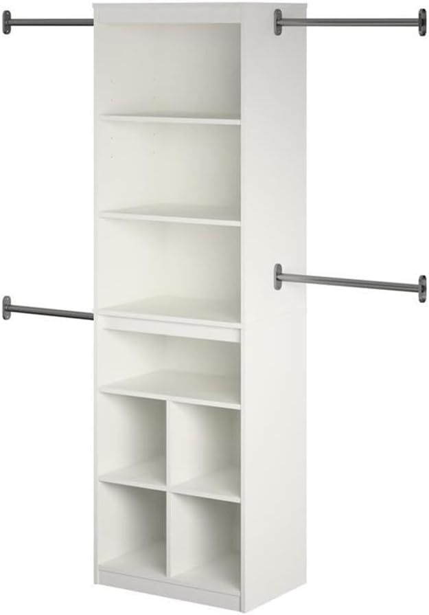 White Laminated Particleboard Closet Storage System with Adjustable Rods