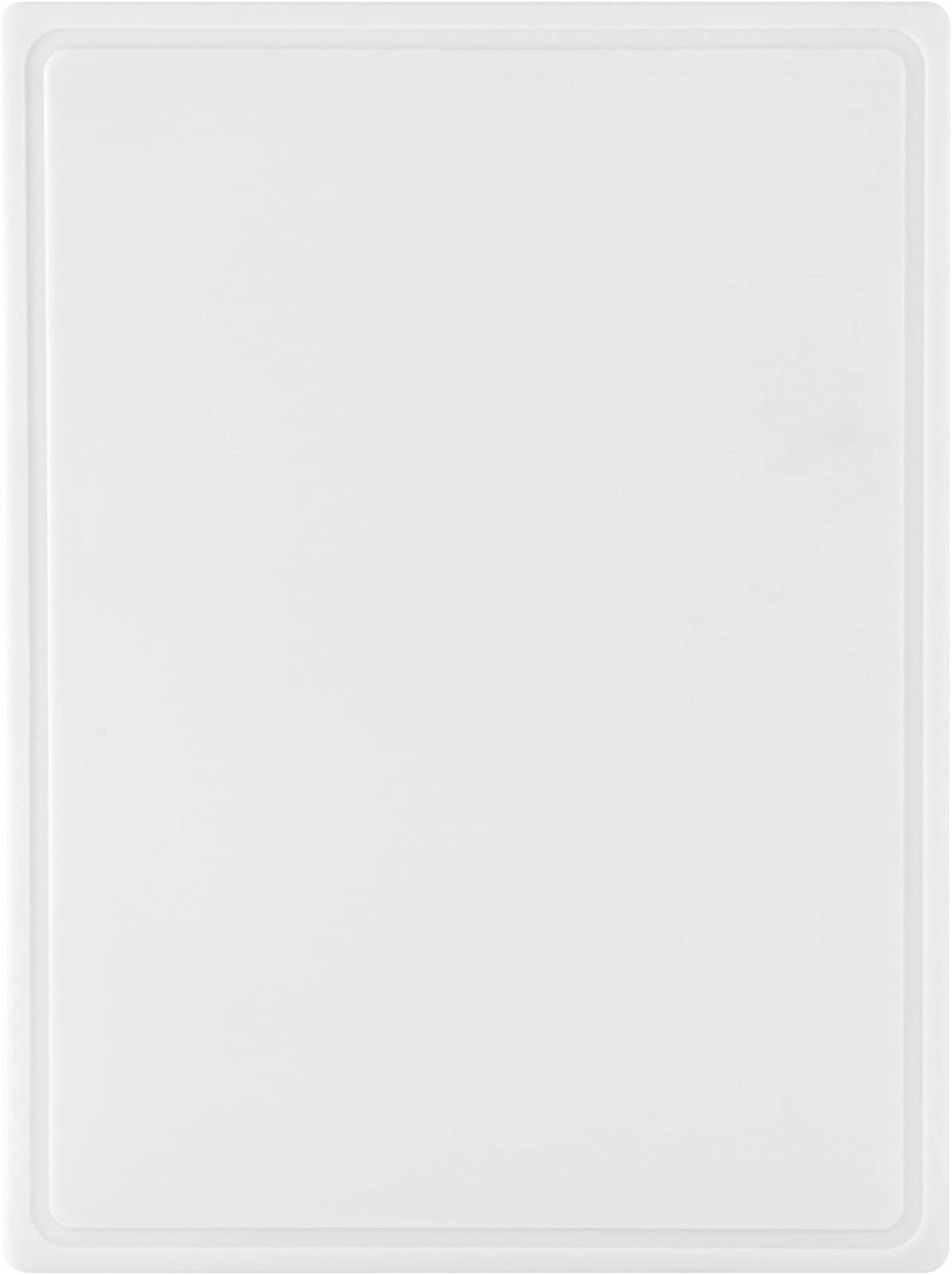 Extra-Large White Plastic Rectangular Cutting Board with Juice Groove