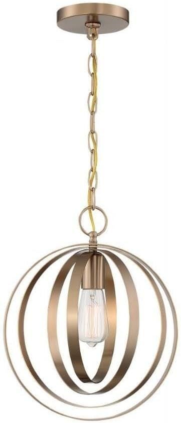 Pendleton Burnished Brass Globe Pendant Light with LED