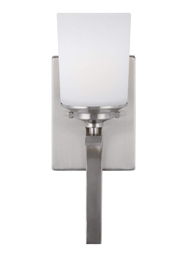 Kemal Brushed Nickel 15'' Energy Star Wall Sconce with Etched White Glass
