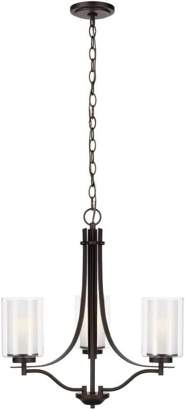 Elmwood Park Mini 3-Light Bronze Chandelier with Satin Etched Glass