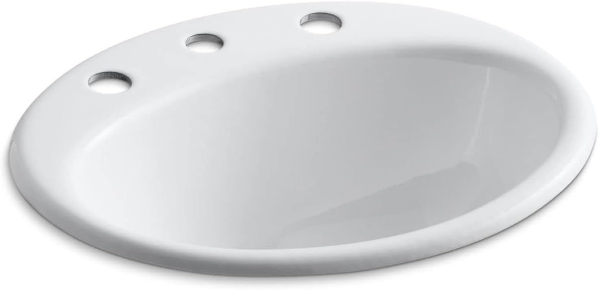 Farmington White Cast Iron Oval Drop-In Bathroom Sink