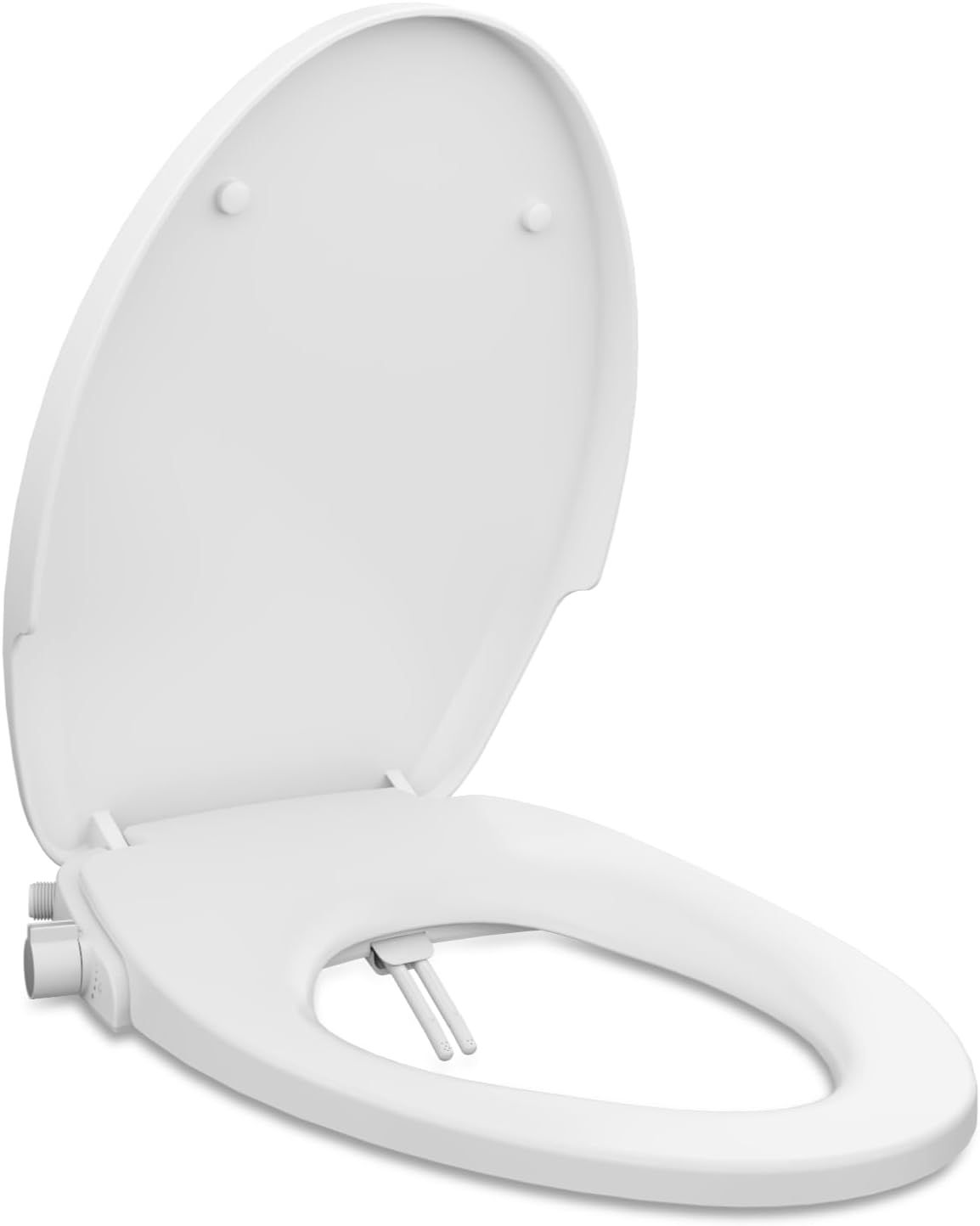 White Non-Electric Bidet Toilet Seat with Dual Nozzles