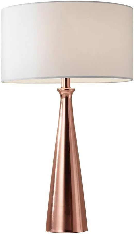 Copper Tapered Base Table Lamp with White Linen Shade