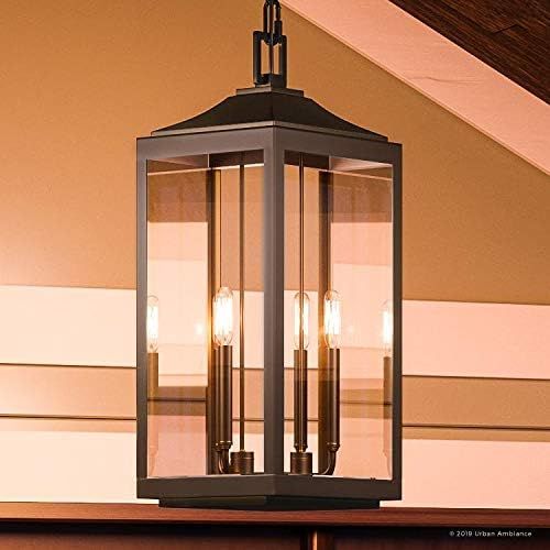 Large Bronze Glass LED Outdoor Pendant Light