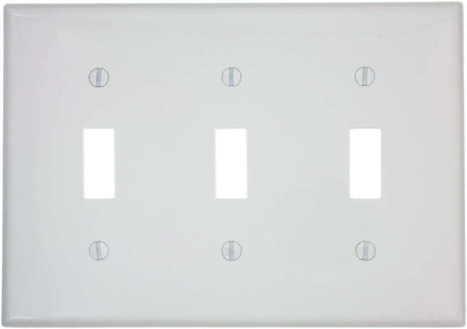 Glossy White 3-Gang Thermoplastic Toggle Switch Wall Plate