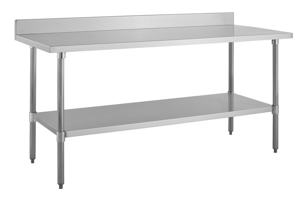 Kratos 72" Stainless Steel Kitchen Prep Table with Backsplash and Undershelf