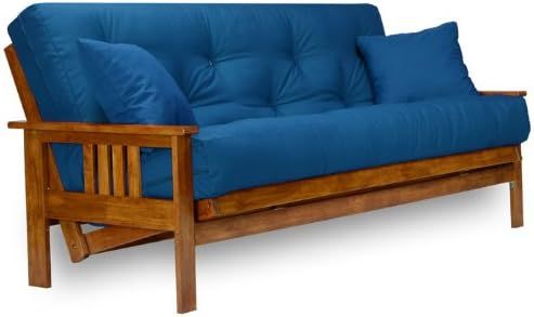 Heritage Wood Futon Frame with Blue Mattress