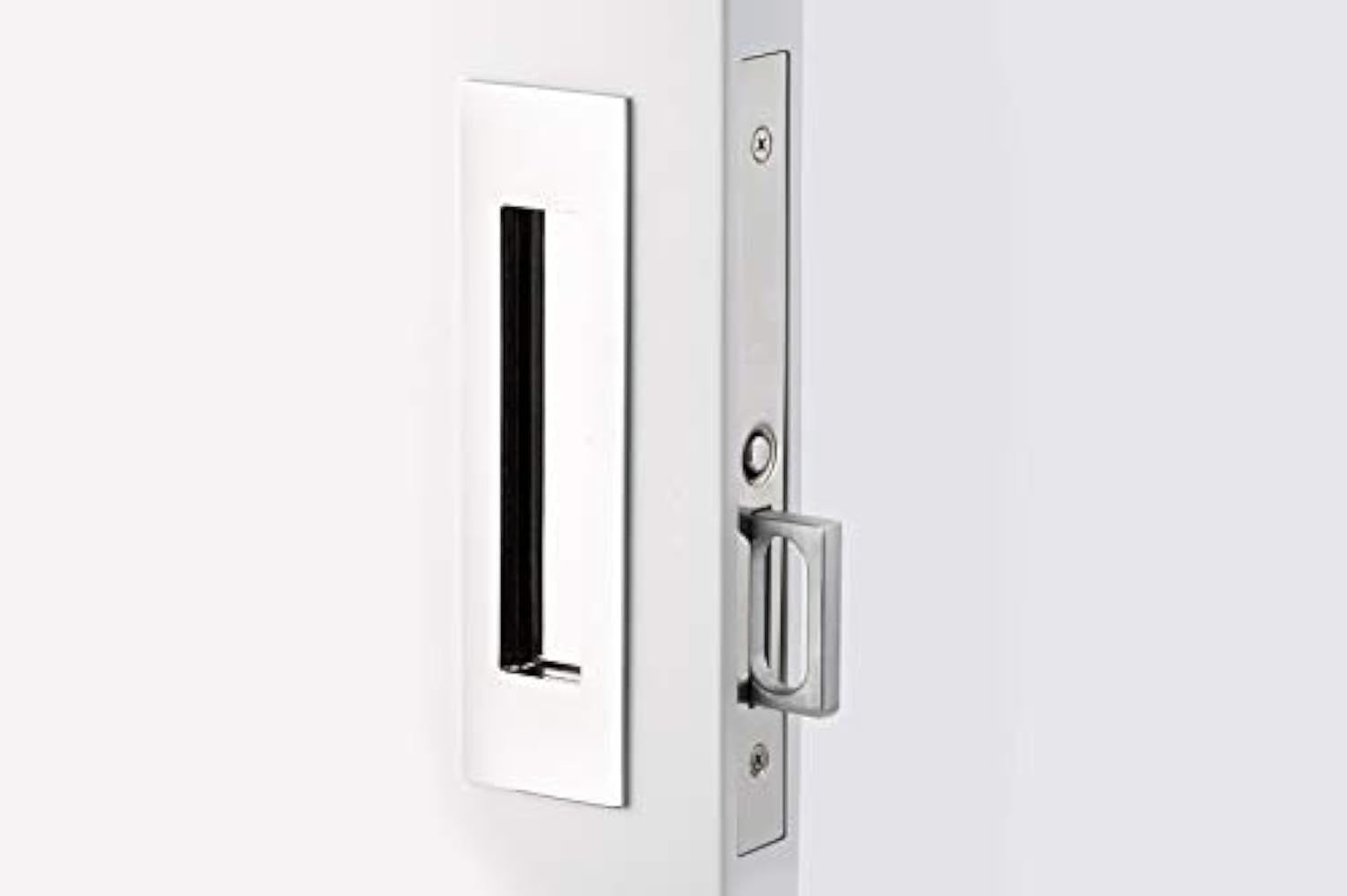 Satin Nickel Narrow Modern Rectangular Pocket Door Mortise