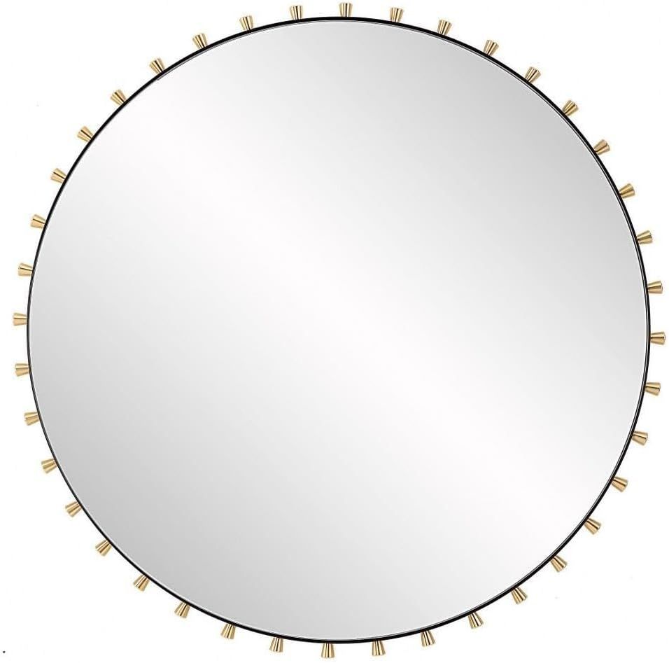 Cosmopolitan Round Black and Gold Bathroom Vanity Mirror