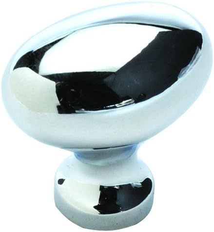Chrome Oval Cabinet Knob with Mounting Hardware