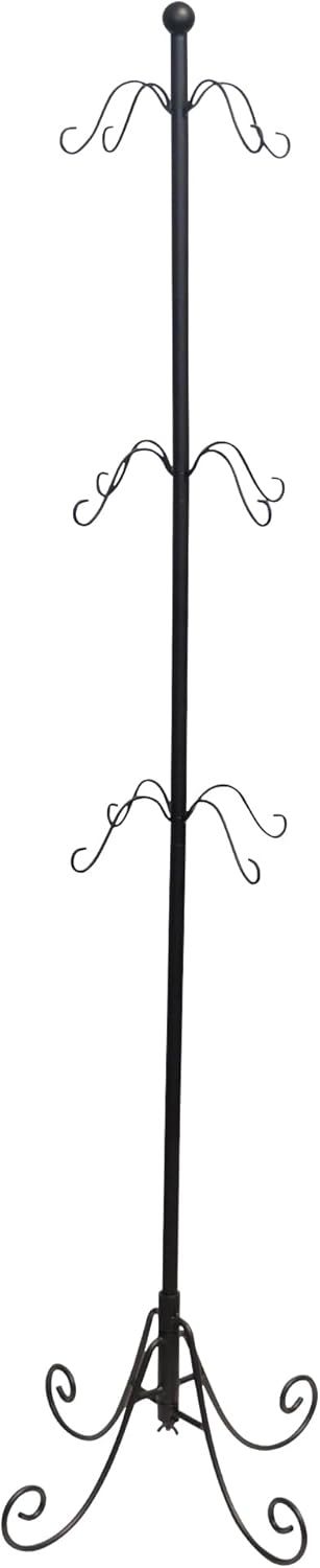 Black Adjustable Metal Christmas Stocking Tree Stand with 12 Hooks