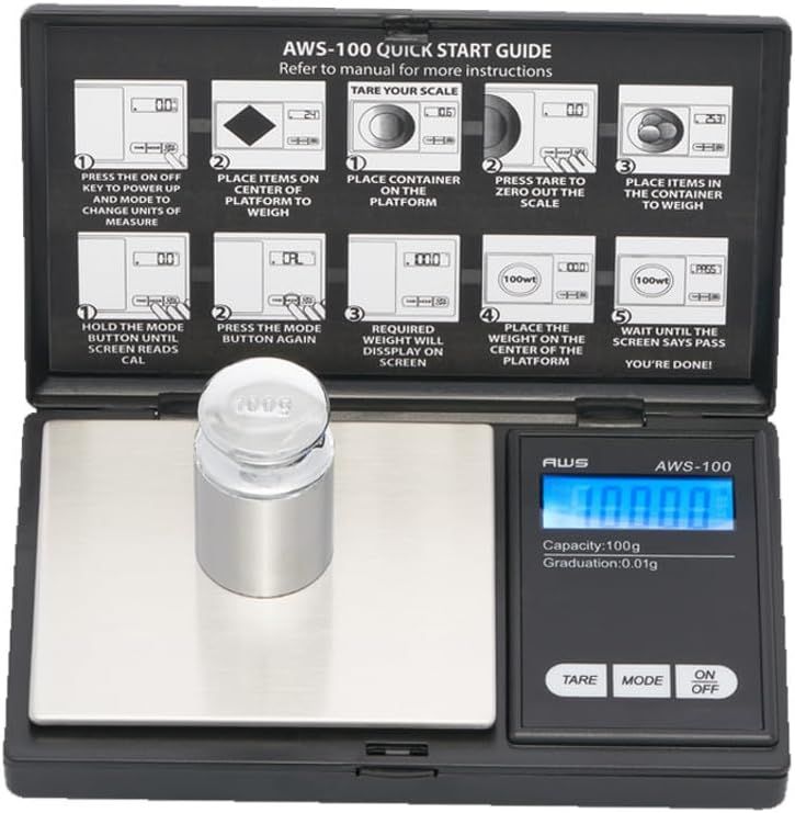 Black Stainless Steel Digital Pocket Scale with Calibration Weight