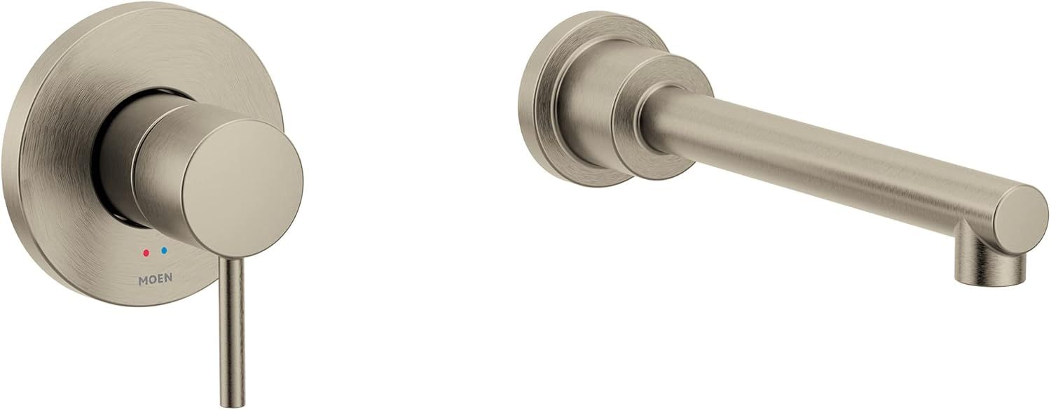 Elevate Brushed Nickel Freestanding Tub Filler with Brass Handle