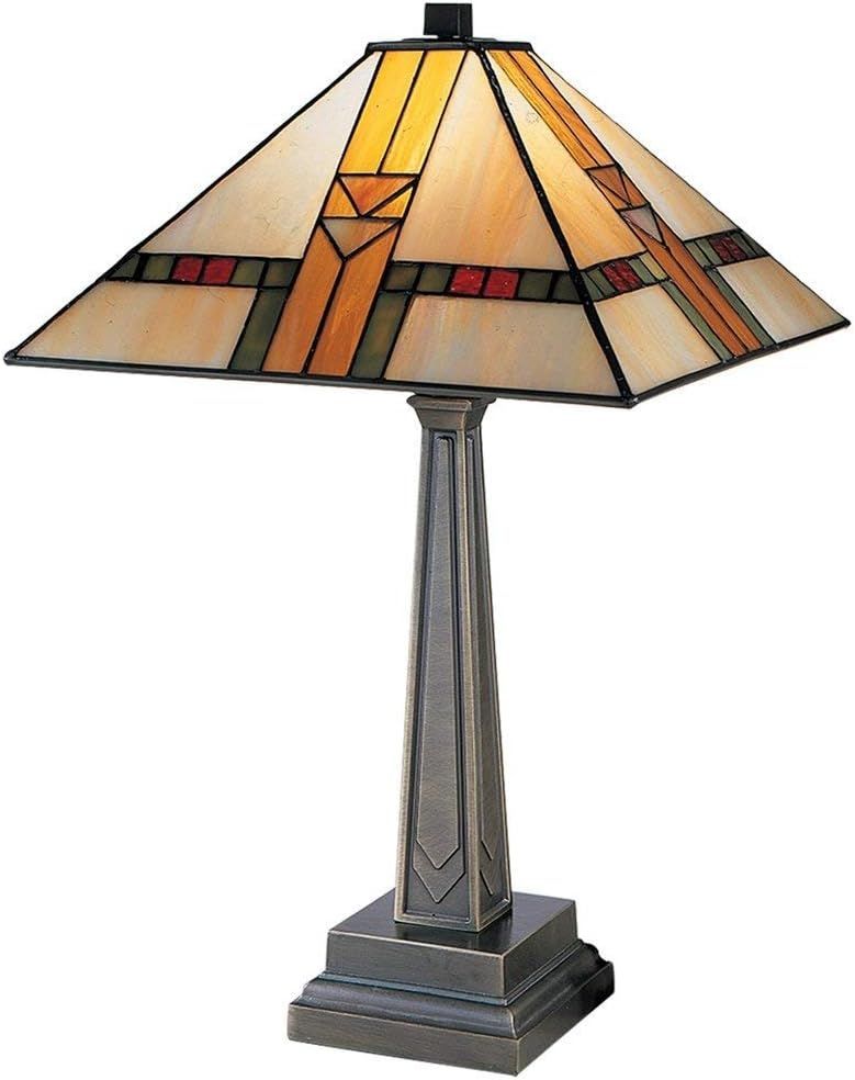 Edmund Mission 21" Stained Glass Table Lamp in Chocolate Bronze