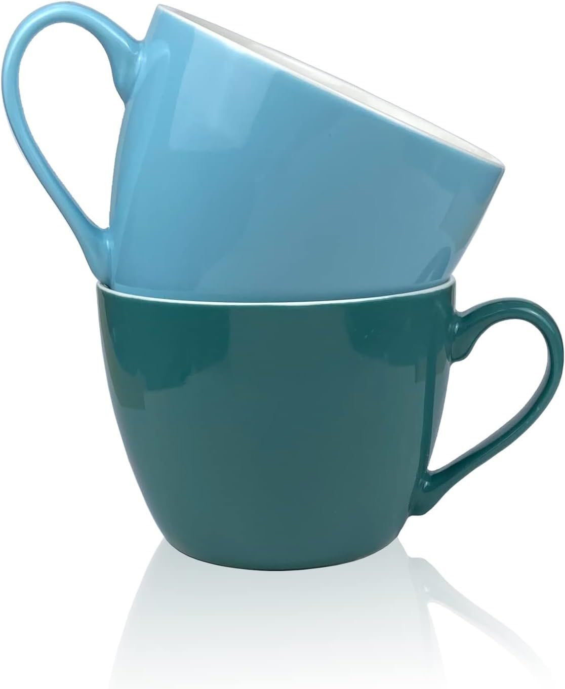 Sky and Sea Blue 30 oz Ceramic Jumbo Mugs, Set of 2