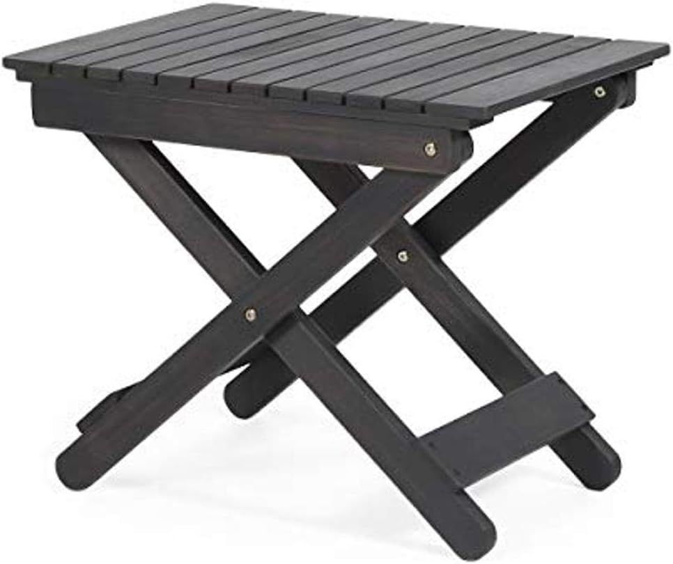 Dark Gray Acacia Wood Outdoor Folding Side Table