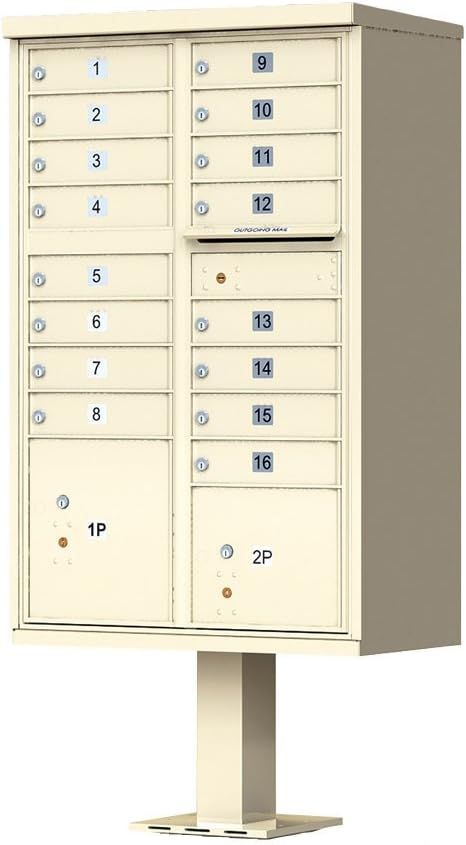 Sandstone Steel Pedestal Cluster Mailbox with Lockable Compartments