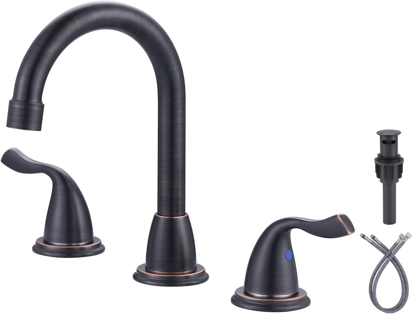 Oil Rubbed Bronze 8-Inch Widespread Bathroom Faucet with High Arc Spout