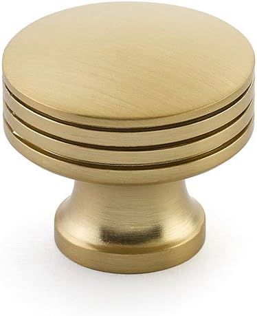 Signature Satin Brass Round Knob with Mounting Hardware