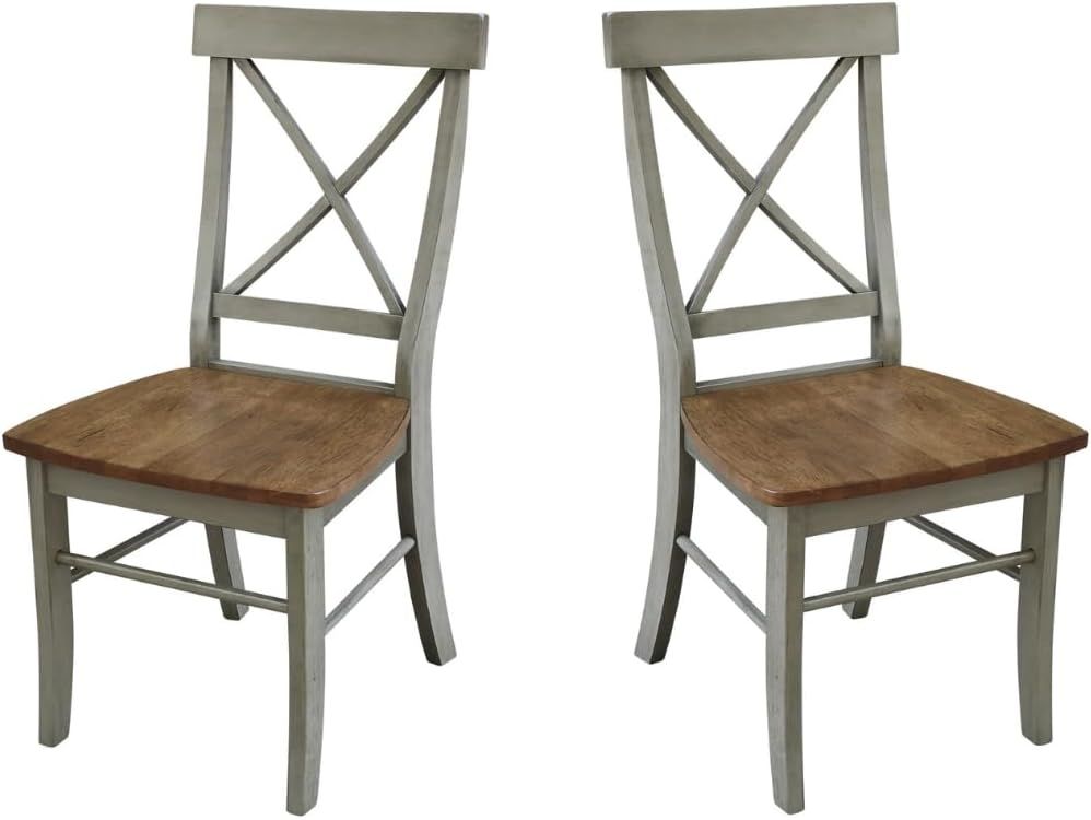 Elegant White Parawood High Cross Back Chair, Set of 2