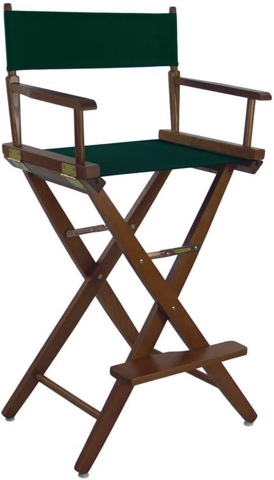 Mission Oak and Hunter Green Canvas Director's Chair, Extra-Wide