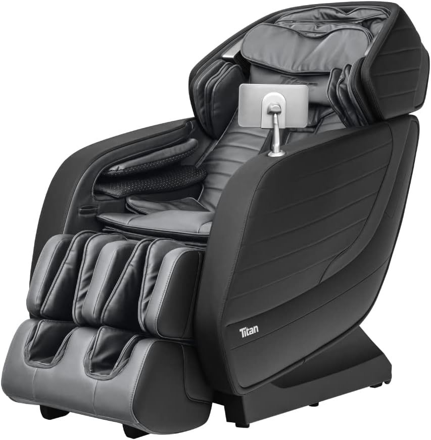 Titan Black Faux Leather 3D Massage Recliner with Voice Control