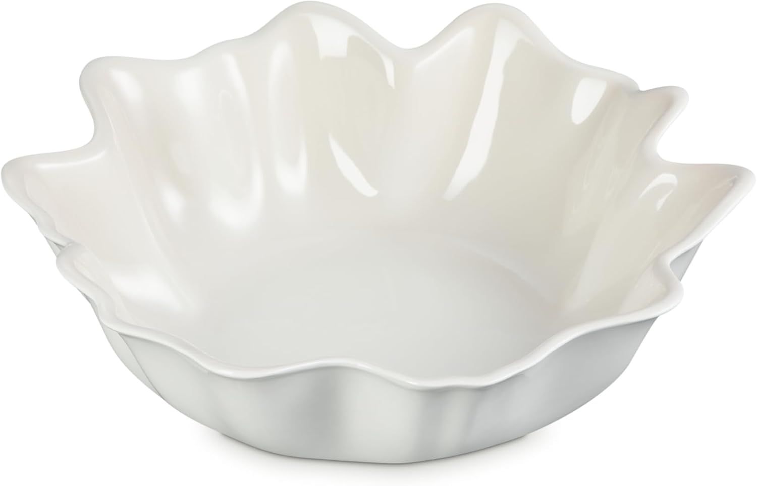 Meringue White Ceramic 15" Petal Serving Bowl