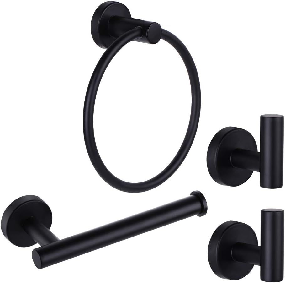 Matte Black Stainless Steel 4-Piece Bathroom Hardware Set