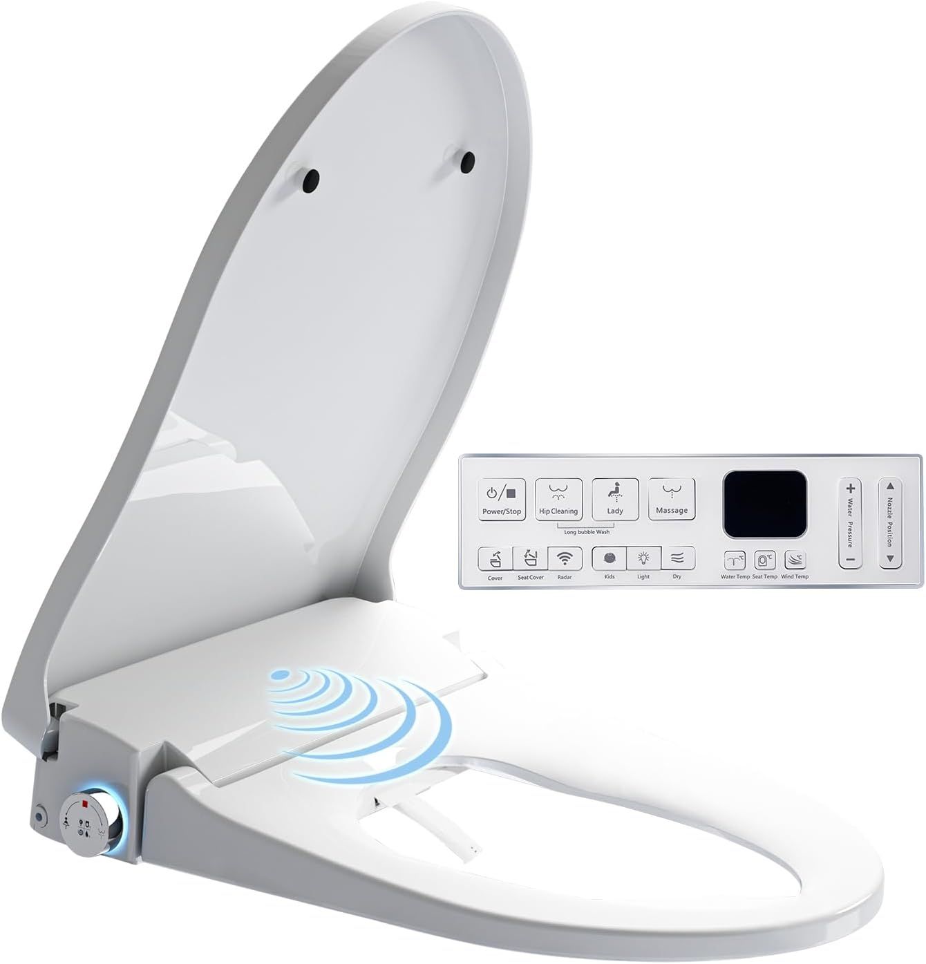 White Electric Heated Bidet Toilet Seat with Remote Control