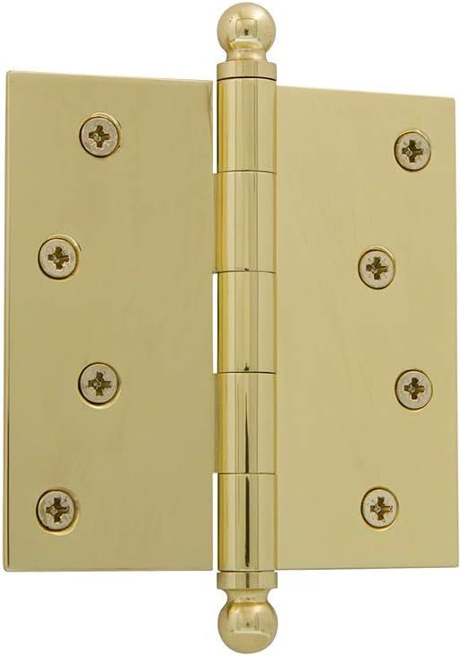 Polished Brass 4-Inch Ball Tip Square Corner Door Hinge