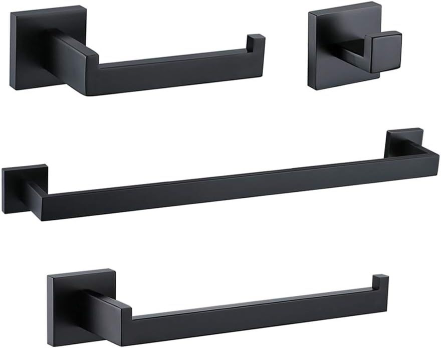 Matte Black Stainless Steel 4-Piece Bathroom Hardware Set