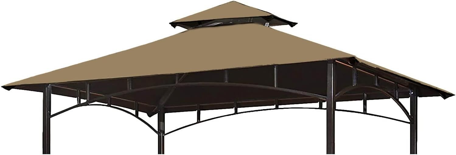 Khaki Double Tiered Grill Gazebo Replacement Canopy Top