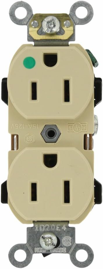 Ivory Heavy Duty Hospital Grade Duplex Receptacle with Wall Plate