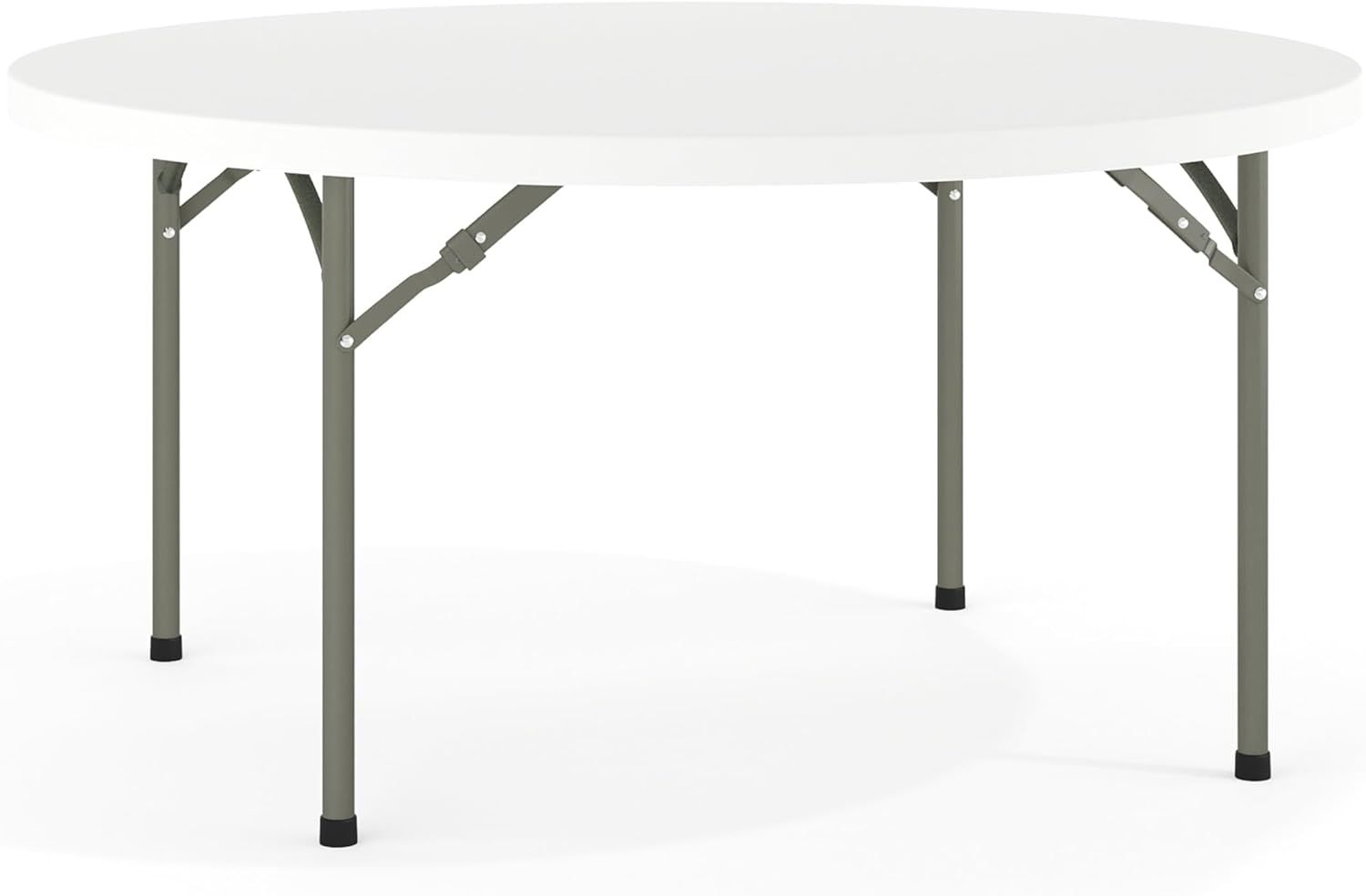 Gray Metal Frame Round White Plastic Folding Table