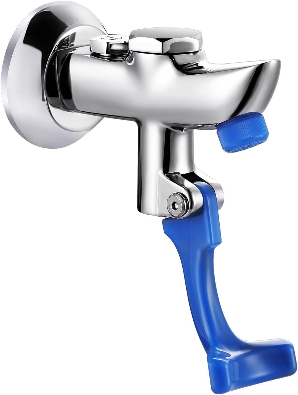 Chrome Wall Mount Glass Filler Faucet with Blue Handle