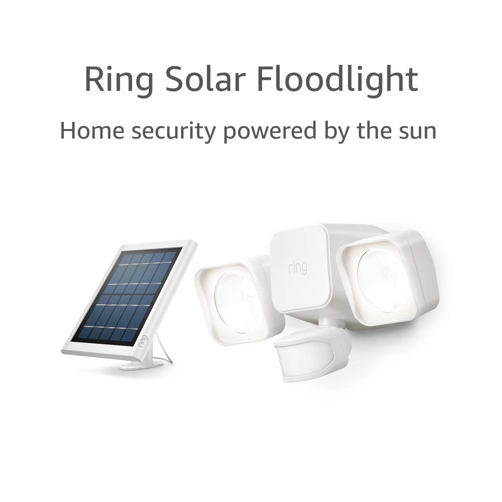 White Solar-Powered Motion-Sensor Security Floodlight