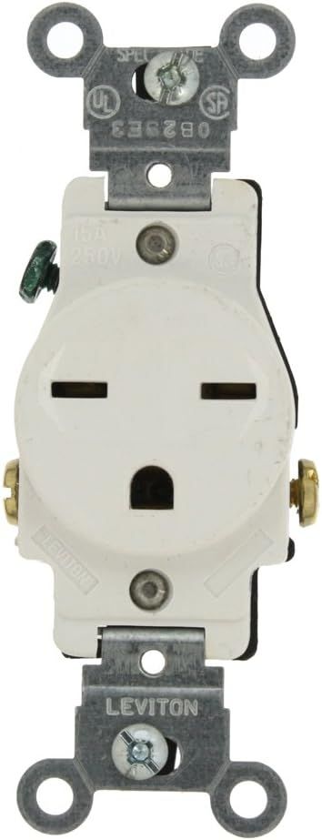 White Commercial Grade Tamper Resistant Single Receptacle with Wall Plate