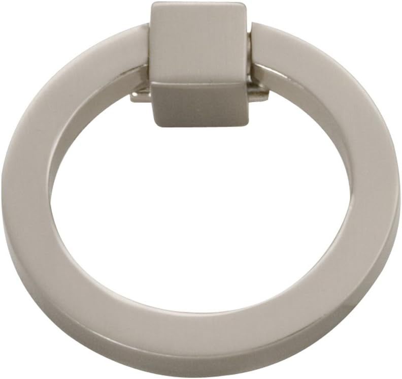 Brushed Nickel Modern Ring Pull with Mounting Hardware