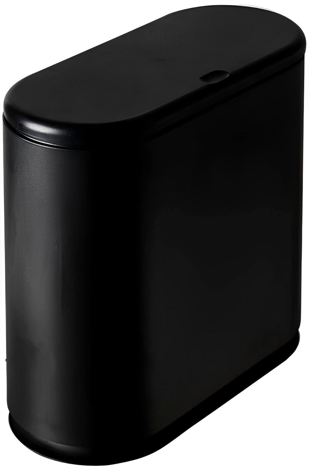 Matte Black Plastic Rectangular Bathroom Trash Can with Swing Lid