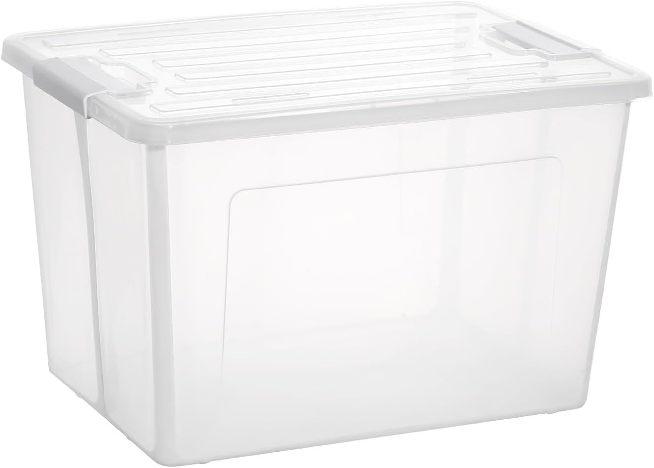 56 Quart Clear Plastic Collapsible Storage Bin with Lid